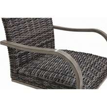 2 Sillas de Comedor Giratorias de Mimbre para Exteriores – silla de algodón lavada con agua. Estructura de hierro resistente para uso en patios en todo tipo de clima. - 1 - Ver 5