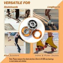 Juego de 8 rodamientos de skate de precisión ABEC 608 para longboards Cruisers Quad Patines en línea Roller Derby Surfskate Scooters naranja vintage - Paquete de 8 - Ver 5
