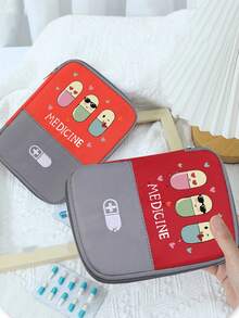 Portable Medical Bag With Cute Pill Print, Compact First Aid Kit, Convenient Storage Bag For Travel And Home Use, Small Medicine Pouch, Emergency Pack, Multi-Color Options, Suitable For Daily/Outdoor/Travel Use, Essential For Health-Conscious And On-The-Go Users, Great Gift For Mother's Day, Valentine's Day, Daily Medical Organization - Multicolor - View 5