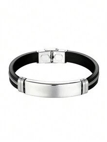 男士不锈钢链手链，硅胶腕带，夏季可水洗 - 幾何 - 查看 7