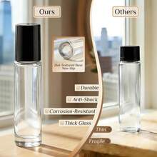 PrettyCare 24 Pack, 10 Ml Essential Oil Roller Bottles With Stainless Steel Roller Ball - Refillable Leak-Proof Empty Thick Clear Glass Roll On Bottles With Black Caps For Travel, Perfume - MàuF - Xem 6