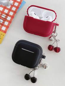 1pc Compatible With AirpodsPro 3 2025 Case Soft Silicone Headhone Cover Compatible With AirpodsPro 2 4 3 2 1 Pro2 Pro3 Cases With Cherry Pendant - Multicolor - View 2