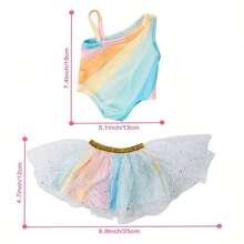 2PCS 16-18 Inch Reborn Doll Clothes Set, Universal 43CM Large Doll Rainbow Striped Off-Shoulder Puff Dress Outfit Doll Accessories (Doll Not Included) Children's Fun Matching Doll Doll Clothes Holiday Gift - White - View 2