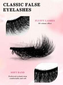 ENCHUW 5对假睫毛 柔软浓密假睫毛 自然猫眼假睫毛 纤细蓬松假睫毛 自然美睫 - 黑色 - 查看 3