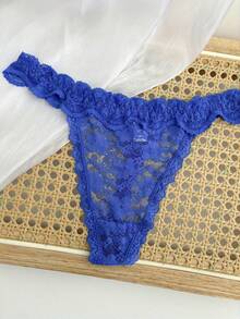 Customized Lace Thongs With English Names, Bold Women's Low Waisted Underwear Thongs, Alphanumeric Underwear, Providing Personalized Gifts For Women - Blue - View 5