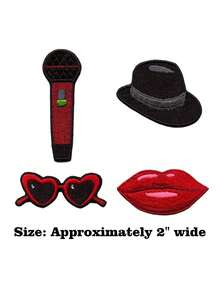 4pcs Red Pop Star Mini Set Patch Music Artist Lover Embroidered Iron On - Multicolor - View 2