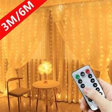 600/300/200/100 LED Window Curtain Fairy Lights, 8 Modes Remote Control, USB Hanging Bedroom Wall Christmas Decor - USB Curtain Light String - View 4