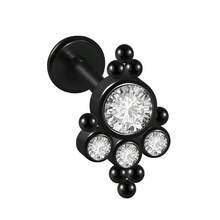 1 chiếc khuyên môi bằng thép không gỉ 16G đính đá CZ đen, có ren trong, thích hợp cho xỏ khuyên sụn tai, vành tai, xoắn tai và daith. - đen - Xem 13