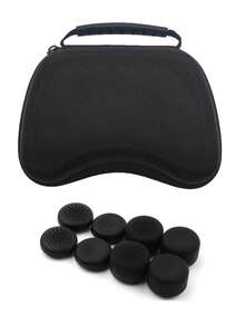 1 Set PlayStation5 Controller EVA Storage Case + 8pcs Controller Joystick Cap, Anti-Drop, Anti-Dust, Anti-Scratch, Anti-Explosion, Waterproof, Enhanced Gaming Experience - View 1