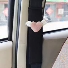 2pcs Heart-Shaped Wing Seatbelt Covers, Cute Car Seat Belt Protectors - Ice Silk - View 3