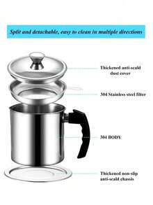 1pc Stainless Steel Oil Storage Can With Leak-Proof Seal & Ergonomic Handle - Reusable Oil Container For Frying, Baking, Cooking - Easy-Pour Spout, Kitchen Essential, Baking Essentials Modern Kitchenware Filtering Mechanism - View 4