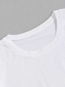 Hombres 2 piezas Camiseta con estampado de rosa bajo irregular - Multicolor - Ver 4