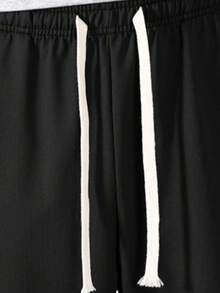 1pc Boyfriend Style Men's Comfortable Breathable Running, Fitness, Casual Long Pants, Spring/Summer - Black - View 4