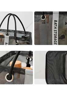 大容量便携式旅行洗漱收纳篮，网状手持沥水篮，可折叠健身沐浴袋 - 查看 4