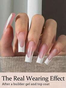 144pcs French Manicure Nail Tips - 5 Different Colors, Press-On Square 3-In-1 Gel Nail Set, 15 Sizes Fit For DIY Nails, Durable False Nails Suitable For Women And Nail Salons - Multicolor - View 2