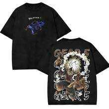 Valentine Shirts Vintage AnimeInspired Graphic Tee - Cartoon RubberWarrior Awakening Transformation GearMode Shirt Streetwear Grunge T-Shirt ForMen And Women 100% Premium CottonWashed Fabric S-5XL Sizes MenswearSeamless - màu đen - Xem 1