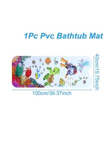 1 Set Badematte mit Schildkrötenmuster, Saugnapf rutschfeste Badewannen-Matte mit Ablauflöchern, 40 x 16 cm Badewannen-Matte mit Ozean-Tier- und Buchstabenmuster, weich & bequem Baby Badezimmer Dusch-Matte - geeignet für Baby Badezimmer Zubehör, Baby Badezimmer Dekoration, Zuhause, Hotel und Auto Reisen - in verschiedenen Farben erhältlich, Sommer Schwimmbad Zubehör - Badematte - Übersicht 13