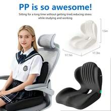 Đệm ngồi công thái học bằng mút hoạt tính - Hỗ trợ thắt lưng & Thiết kế rỗng thoáng khí cho văn phòng, xe hơi, nhà - Thoải mái suốt cả ngày khi ngồi lâu. Đệm ghế văn phòng. - đen - Xem 5