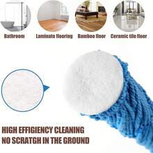 Eyliden Mop With 2 Reusable Microfiber Heads, Easy Wringing Twist Mop, 57.5 Inch Long Handle, Wet Mops For Floor Cleaning, Commercial Household Clean Hardwood, Vinyl, Tile And More (Grey) - Blue - 查看 3