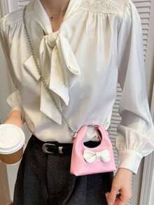 Fashionable Mini Red Clutch Small Bag, Casual Stylish Handbag, New Style Handbag With Bowknot - Multicolor - View 8