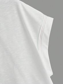 Cut Out Back Batwing Sleeve Tee - 白色 - 查看 4