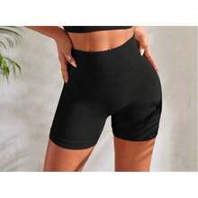 Kit Of 1/2 Women's Fitness Shorts, High Waist, Ribbed, Quick-Drying, Zero-Transparent, Sporty Fabric. Ribbed Shorts For All Seasons. - 黑色 - 查看 2