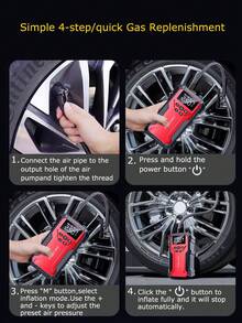 Air Compressor Jump Starter, Power Bank - Fast Phone Charging, Car Battery Charger, Emergency LED Light, Rapid Inflation, Tire Pressure Detection, Portable 12V Car Battery Booster - Multicolor - View 6