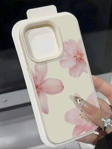 1pc Minimalist Cute Orchid & Hibiscus Pattern Full Coverage TPU Shockproof Phone Case, Suitable Compatible With Apple 17, 16, 15, 14, 13, 12, 11 Pro Max And Series - Multicolor - View 2
