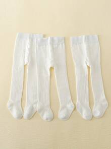 Conjunto de 3 piezas de peleles de malla blanca simple para bebé, adecuados para uso diario en primavera/verano/otoño - Blanco - Ver 9