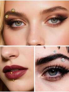 16 piezas Conjunto de joyas de piercing de ceja delicado y estético con encantos de circonita para uso diario y regalo de vacaciones para mujeres - Estilo B - Ver 6