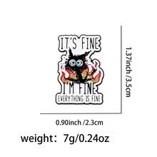 卡通动物猫浣熊水獭珐琅徽章趣味语录胸针翻领别针徽章背包服装配饰时尚珠宝朋友礼物 - 黑色 - 查看 24