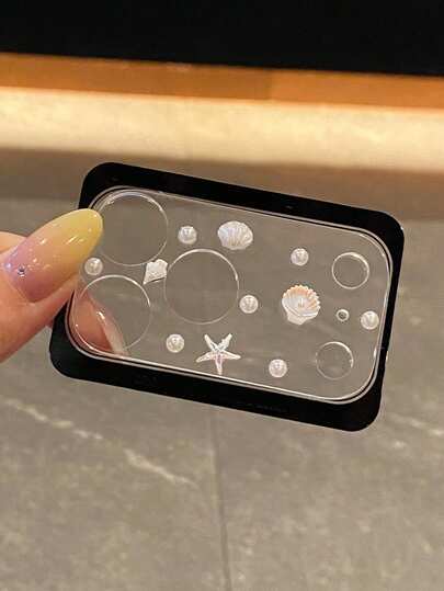 Película protectora de cristal transparente con lazo 3D, perla y cristal para la cámara del 17 ProMax y 17 Pro