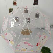 1 guarda-chuva transparente impermeável com estampa de animais em PVC, totalmente automático, ideal para estudantes universitários e como presente de aniversário. - gatinho - Ver 12