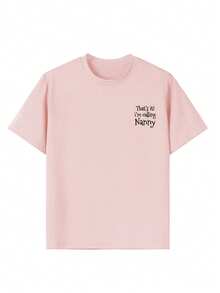 Tween Girls' Casual Funny Print Crew Neck Short Sleeve T-Shirt, Summer Top - Pink - View 8