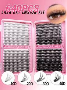 640/280片D型卷翘仿貂毛假睫毛，高密度单片假睫毛，适合新手和专业人士在家DIY。30D+40D+50D+60D+80D+100D混合款式分段式假睫毛册，可打造不同眼妆效果，柔软自然。 - D - 查看 17