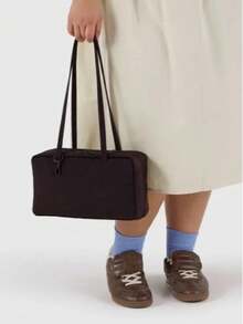 Bolsa de nailon para bolas de bolos, bolso de mano con asa tipo llavero, bolso de trabajo minimalista y casual de gran tamaño, bolso de hombro diario de nueva moda. - Marrón - Ver 3