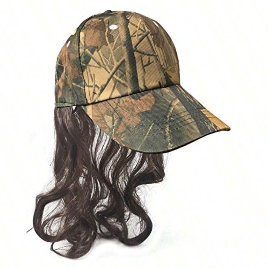 Billy BobBilly Bob Camouflage Billy Ray Hat With Brown Mullet Hair! Bed Head Don't Care! W You Have The Perfect Hat To Cover The Mess Even In The Deer Stand! - 如圖所示 - 查看 1