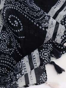 1pc Women's Black Paisley Pattern Lightweight Scarf, Versatile & Fashionable Sun Protection Accessory, Spring/Summer - Multicolor - View 6