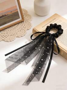 4件套女孩蝴蝶结网纱发圈，婚礼新娘节日派对发饰 - 彩色 - 查看 5