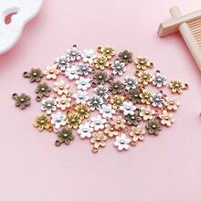 50个多色9x12mm合金花朵吊坠，适用于DIY项链、手链、钥匙扣等饰品配件 - 均碼 - 查看 9