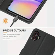For Galaxy Xcover 6 Pro Case With Kickstand PU Leather Card Slot Black Wallet Flip Protective Phone Case Cover - Black - View 5