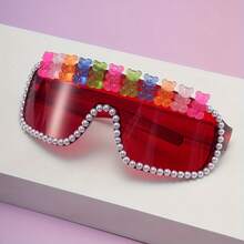 Futuristic Large-Frame Acrylic Colorful Cute Bear Women's Windproof Glasses - Star Pink - View 9