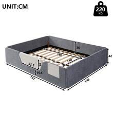 Sofa Bed, 140 X 190 Cm, Without Mattress, Removable Mesh, Built-In Storage Bag, Unique Velvet, Grey - Grey - View 12