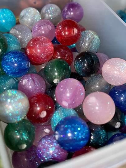 50pcs 8/10/12mm Colorful Mixed Shiny Sequins - Synthetic Round Beads With Rainbow Sheen, Suitable For Jewelry Making, Bracelets, Necklaces - Mother's Day DIY Crafts, Beaded Jewelry