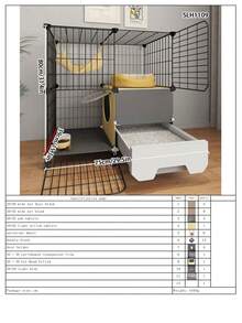 3-Tier Cat Cage With Drawer Litter Box, Assembled Metal Cat Cabinet, Pet Fence, Suitable For Kittens And Small Cats, Easy To Install - Multicolor - View 14