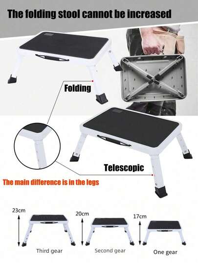 1pc Foldable Step Stool | Folding Stool, Non-Slip Ladder - Lightweight PP Space-Saving Footstool For Kitchen, Garage, Camping Storage - Adult Home Helper And Camping Accessory (Spring Cleaning, Home Organization, Camping Gear, Garage Upgrade, Portable Necessity)