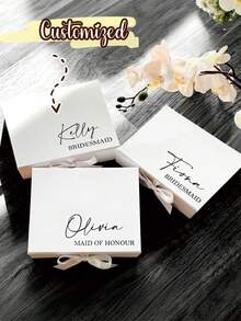 Customized Personalized Magnetic Ribbon Gift Box, Bridesmaid Invitation Proposal Box, Wedding Bride's Gift Box, Gift For Her - Multicolor - View 3