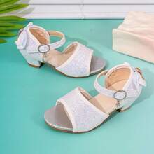 1 đôi sandal cao gót hình bướm màu bạc cho bé gái, giày hè cho trẻ em - Bạc - Xem 9