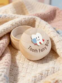 Wooden Baby Tooth Storage Box, Cute Tooth Fairy Design, Baby Tooth Keepsake Box, Children Growth Memory Storage Box, Suitable For Birthday & Christmas Gift - Multicolor - View 8