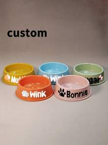 Customizable Plastic Pet Bowl With Pet Name, Suitable For Dogs And Cats, Easy To Clean, Ideal Gift For Pet Memento - Multicolor - View 3
